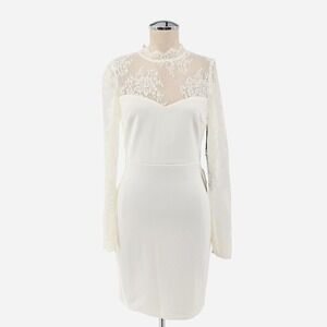 Lulus Lace Bodycon Dress Womens Size S Ivory Sweetheart Cocktail Bridal Wedding